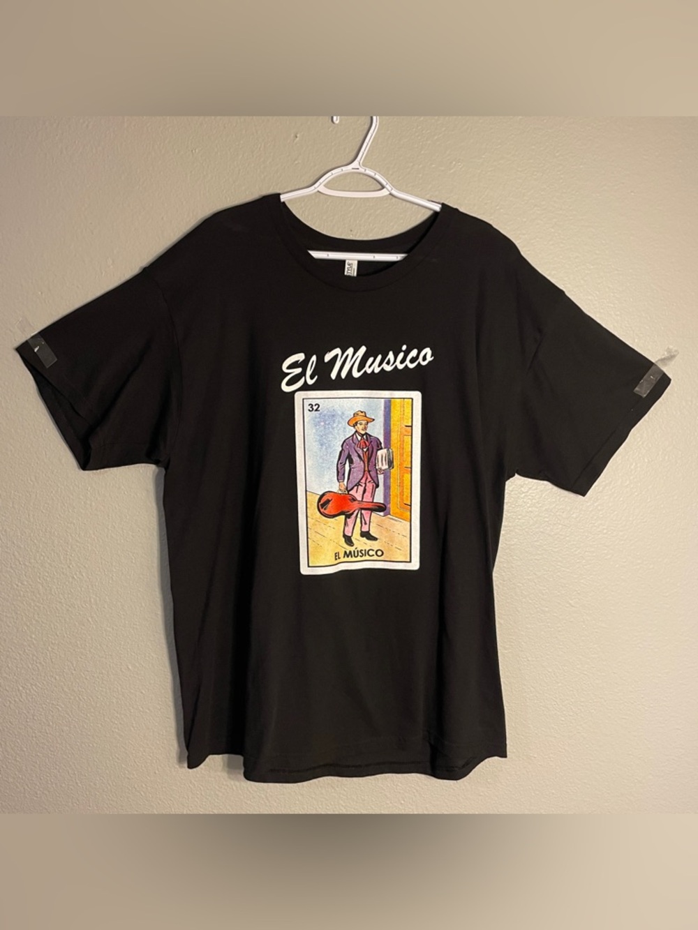 Men’s Xl Alstyle Black Cotton El Musico Loteria Mexican Bingo Shirt NWOT